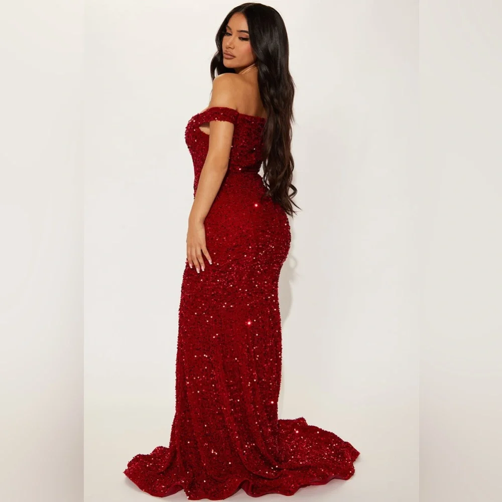 Fashion Nova Red Sequin Maxi Dress - Picture 2 of 5